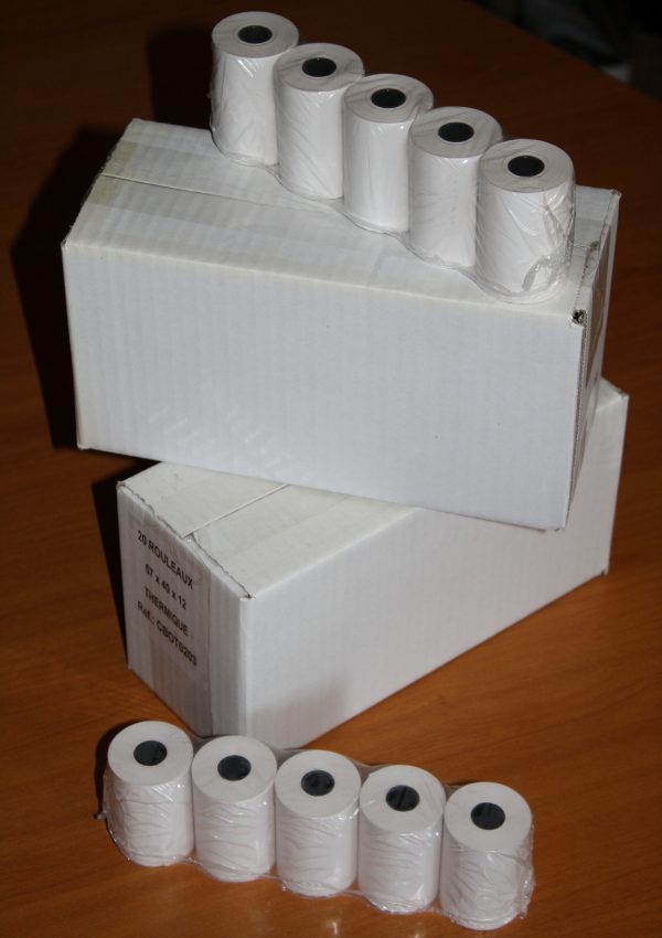 2 Cartons de 20 rouleaux papier thermique 57*40*12
