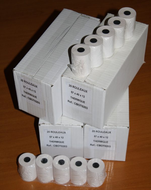 4 Cartons de 20 rouleaux papier thermique 57*40*12