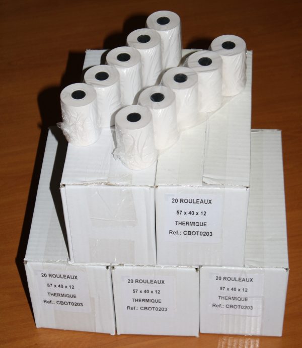 5 Cartons de 20 rouleaux papier thermique 57*40*12